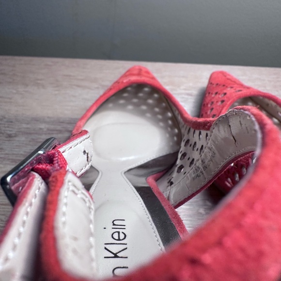 Calvin Klein Slingback Damaris Pumps Size 7 Coral Orange Red Slingback Heels - Picture 9 of 13